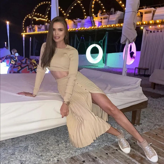 Kayleigh | Two Piece Set Cropped Sweater Skirt
