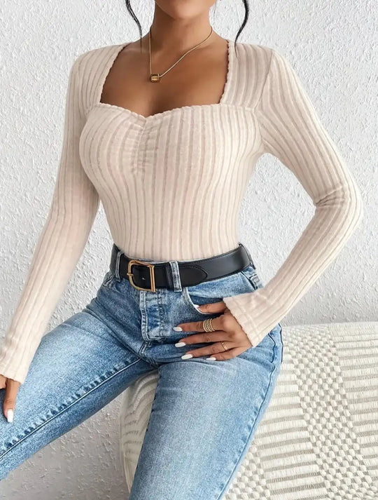 Selene | Solid Square Neck Ruched Top