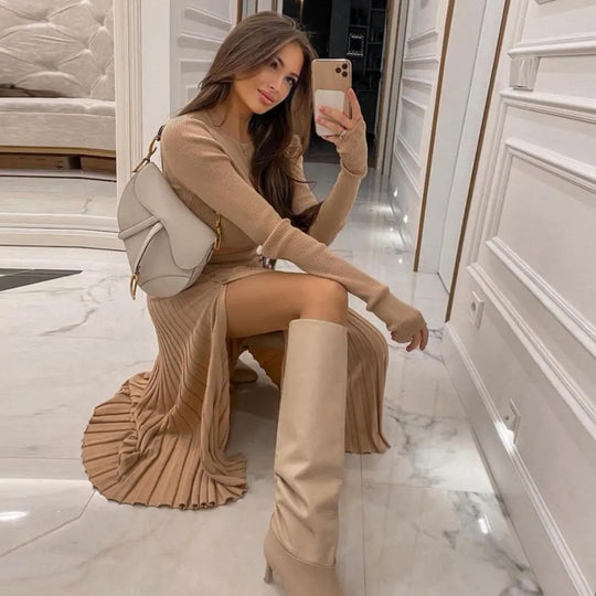 Kayleigh | Two Piece Set Cropped Sweater Skirt
