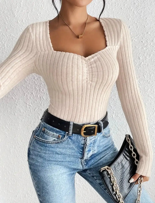Selene | Solid Square Neck Ruched Top