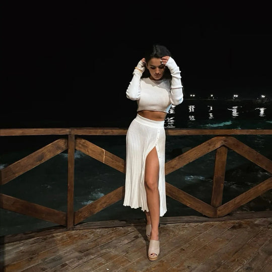 Kayleigh | Two Piece Set Cropped Sweater Skirt
